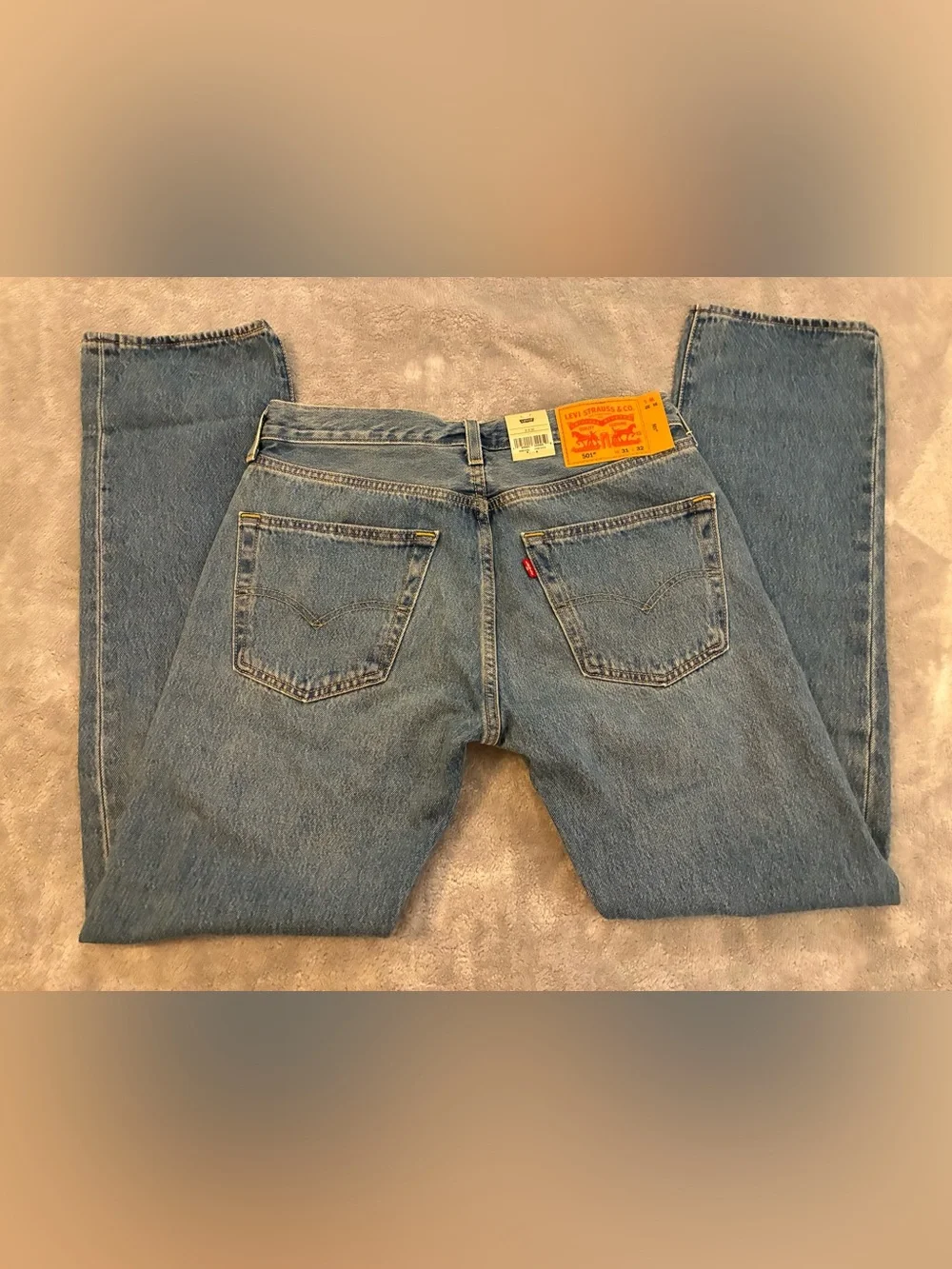 Men’s Levi Strauss 501 Original Blue Medium Wash Straight-Leg Jeans 31 X 32